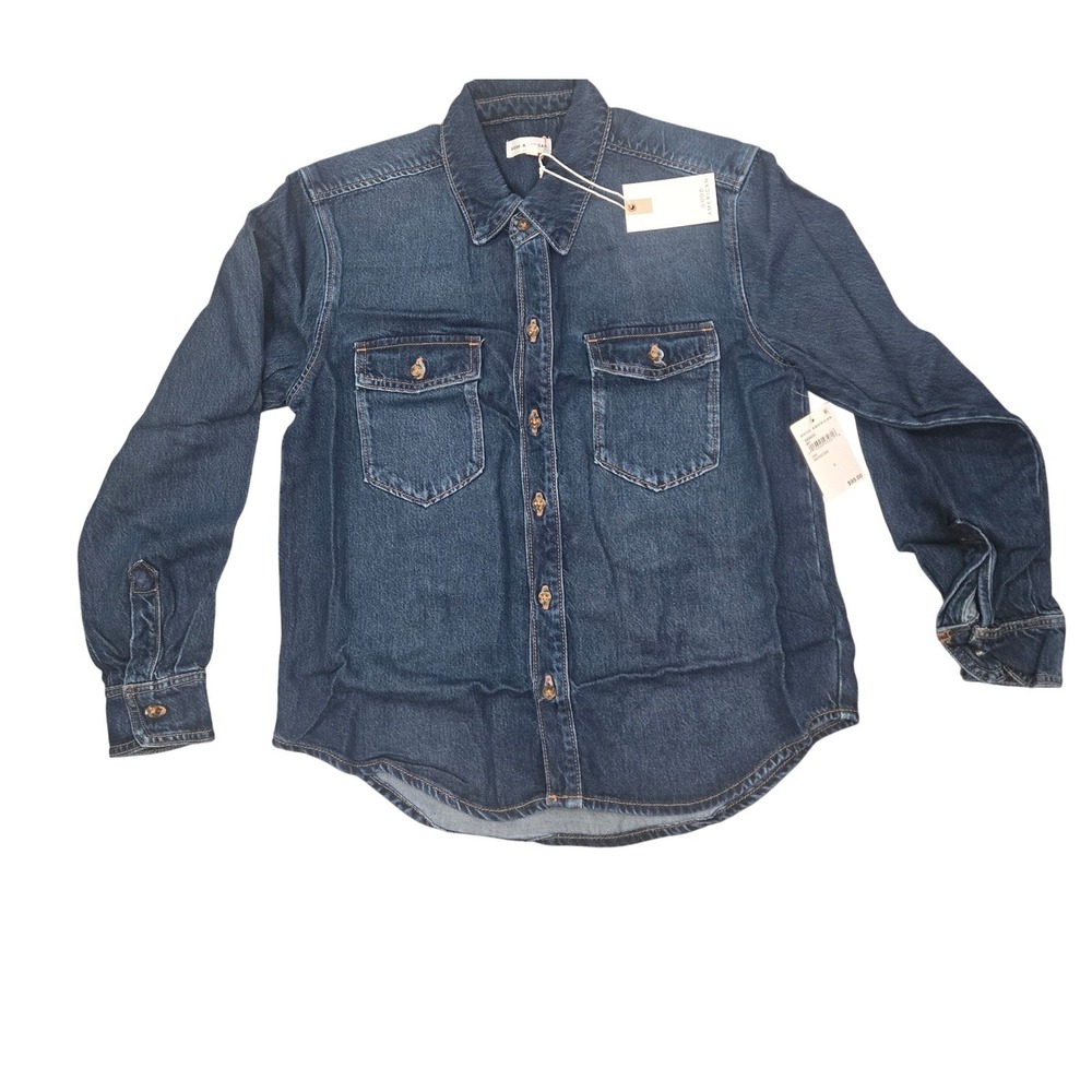 GOOD AMERICAN Denim Shirt Button Up Blue Wash Long Sleeve Women Size 0/XS